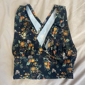 Urban Outfitters Black Floral Crop Top!